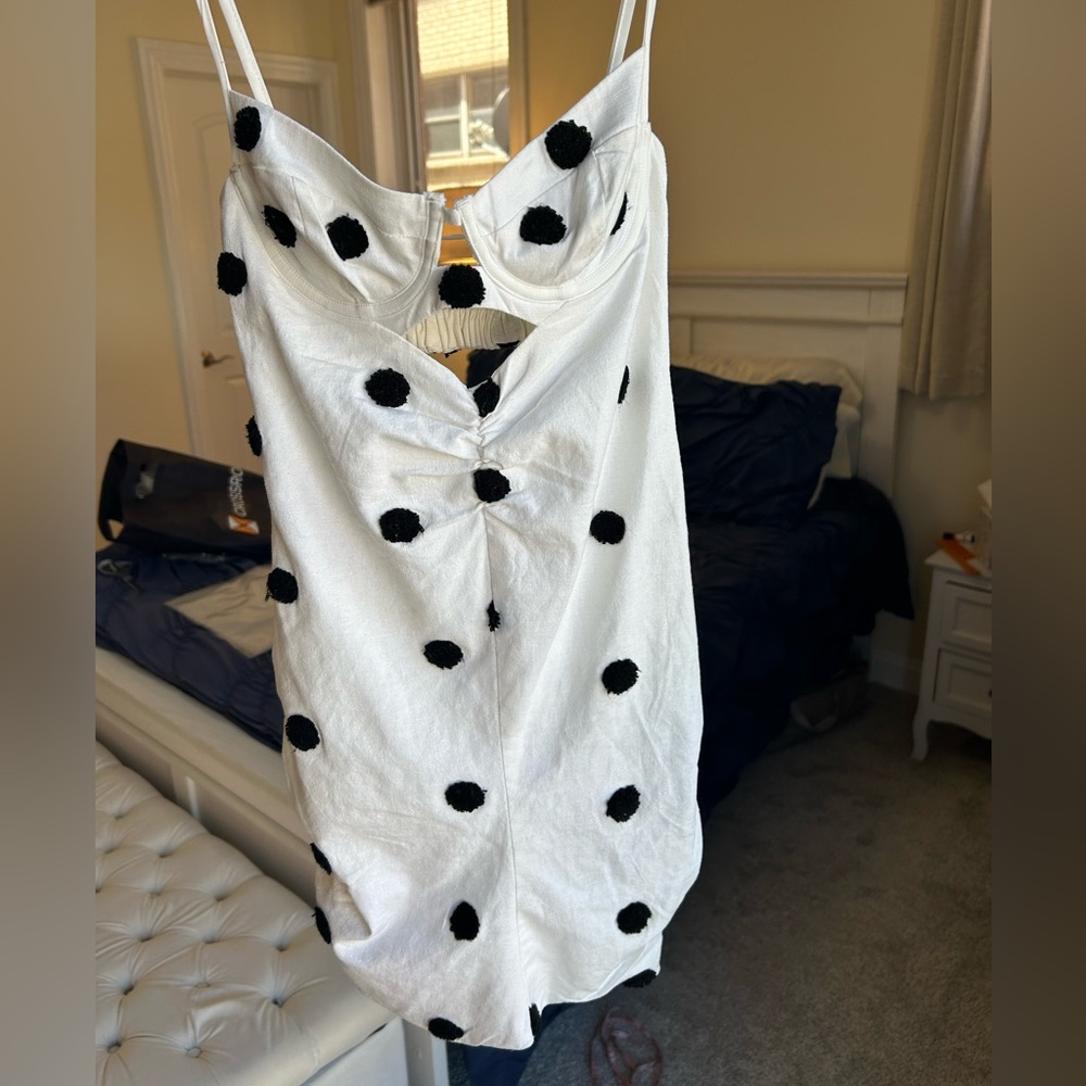 For Love And Lemons White Polka Dot Cutout Mini Dress - Picture 6 of 11